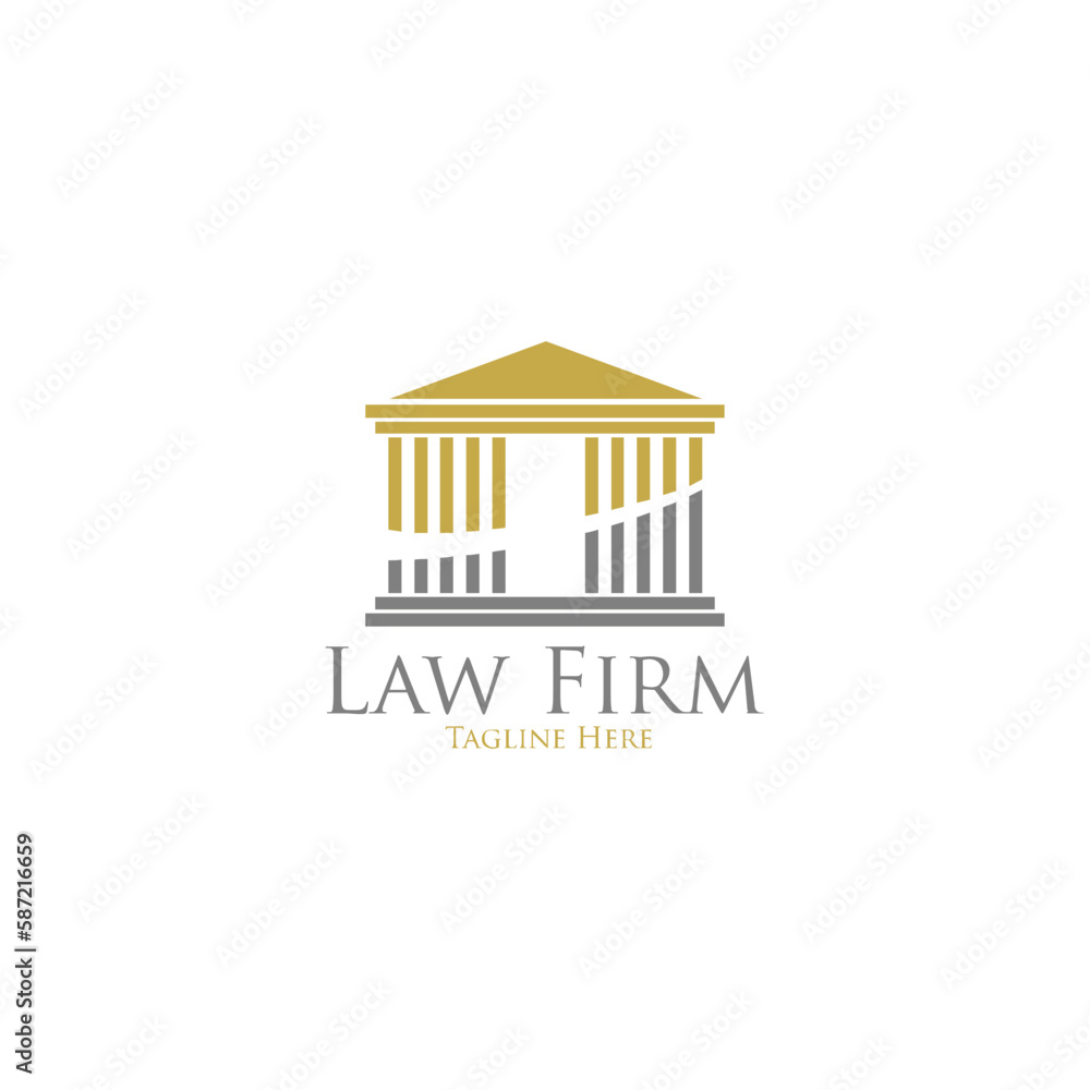 Law office logo set with scales of justice, illustrations. Act, principle, legal icon design