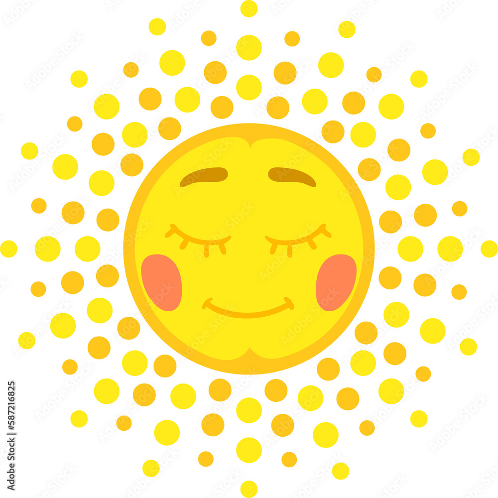 Fototapeta premium Cartoon sleeping, setting or rising sun character