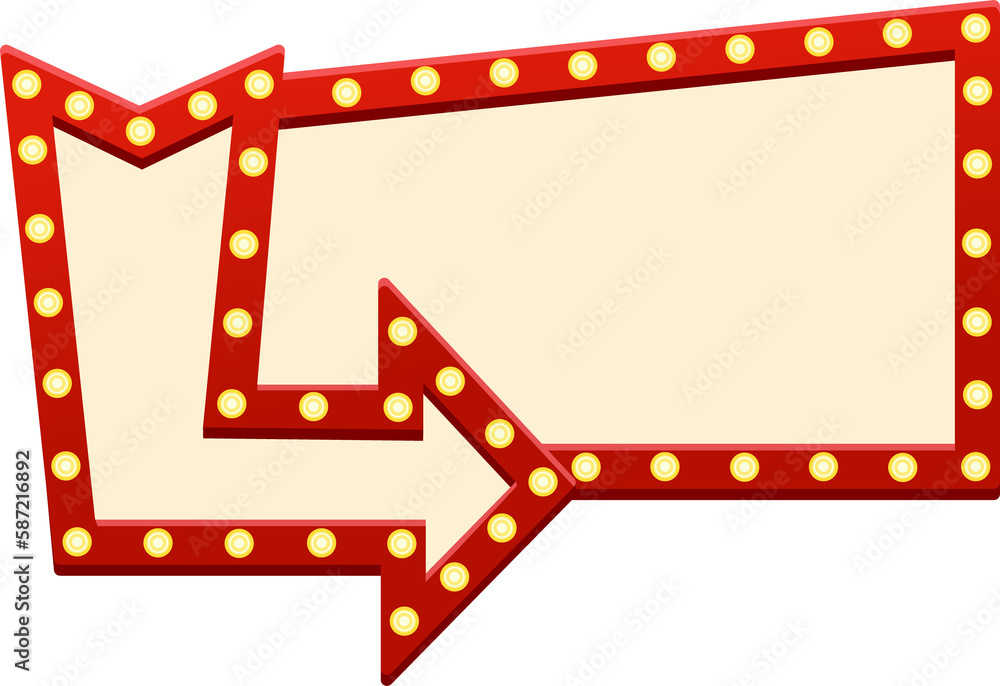 Retro carnival lightbox with arrow direction sign Retro carnival lightbox with arrow direction sign