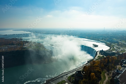 Aerial view of the Niagara Falls in Canada