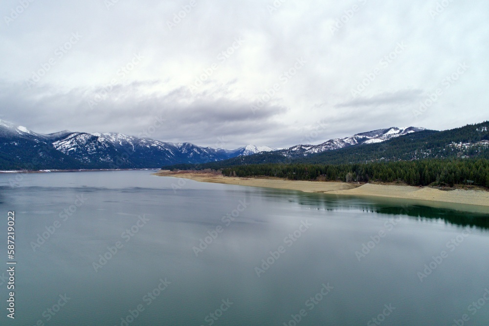 Winter landscape at Cle Elum Lake in the Cascade Mountains of Washington State