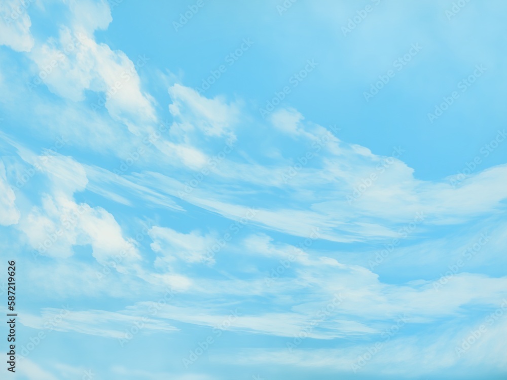 White clouds on sky,  Tablet-generated illustration are used for graphic elements and background.
