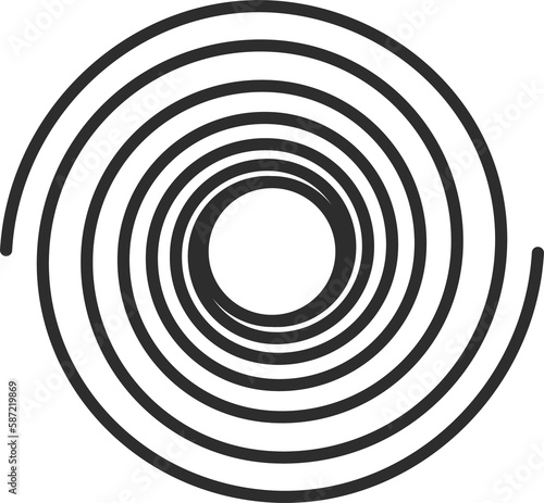 Spiral swirl motion, coil twirl icon, circle waves