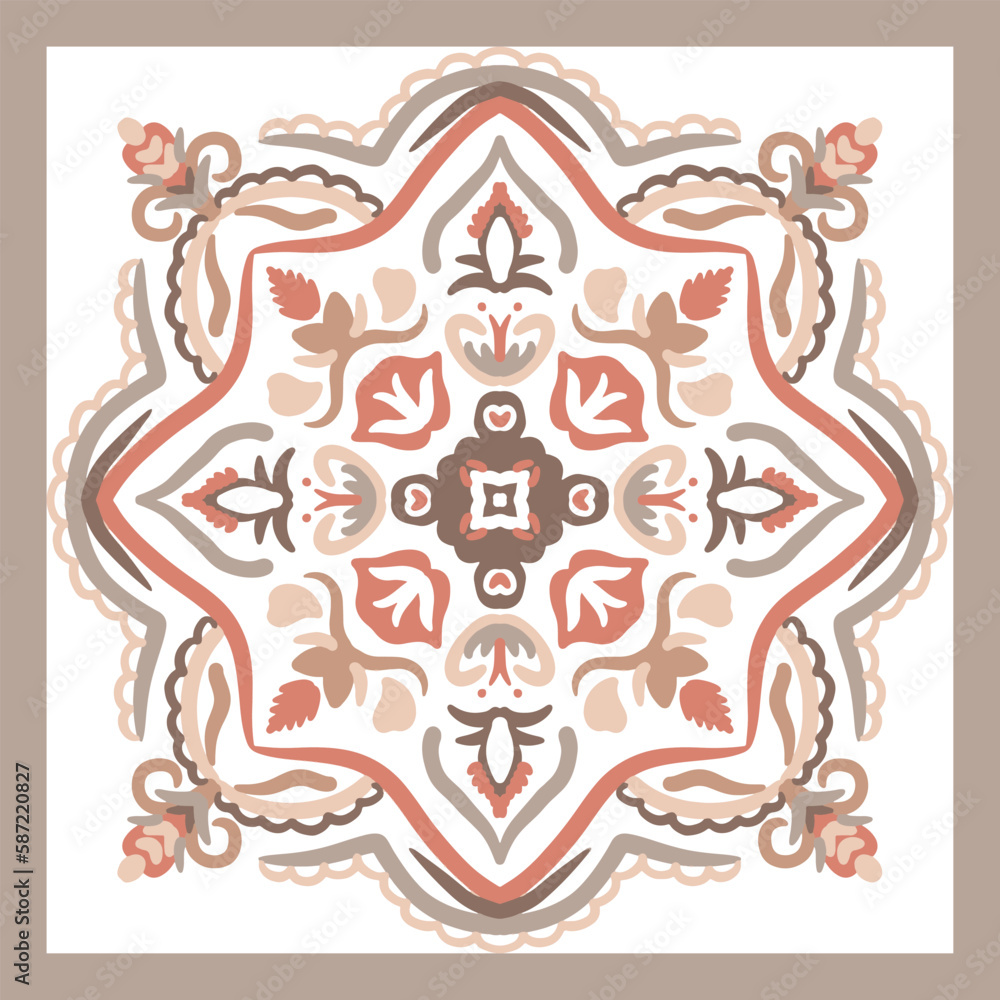 Fototapeta premium Oriental traditional ornament, Mediterranean seamless pattern, tile design, vector illustration.