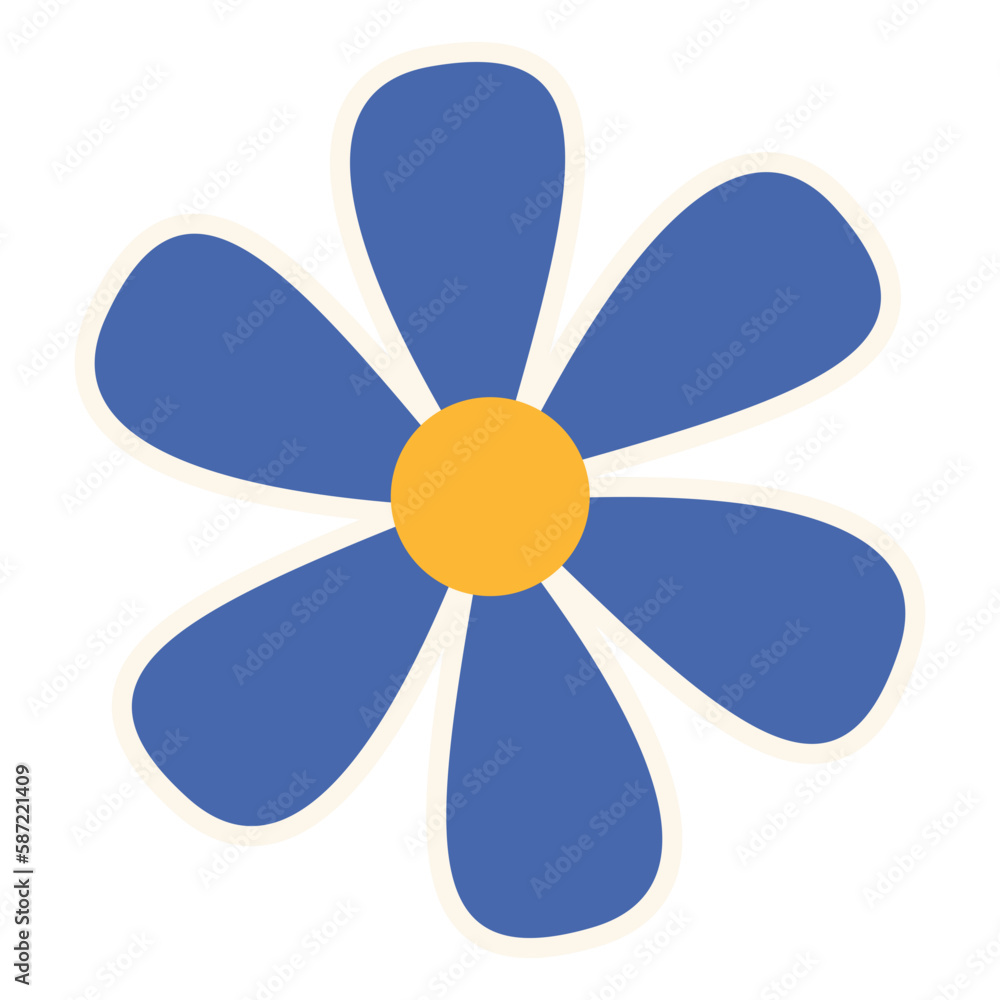 Groovy flower clipart blue flower illustration Groovy flower clipart blue flower illustration