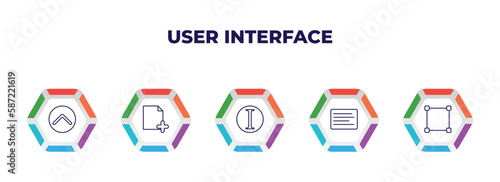 editable outline icons with infographic template. infographic for user interface concept. included top button, new page, italics, left side alignment, metrize icons. photo