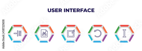 editable outline icons with infographic template. infographic for user interface concept. included indent, remove right frame, external, rotate left, italic icons.
