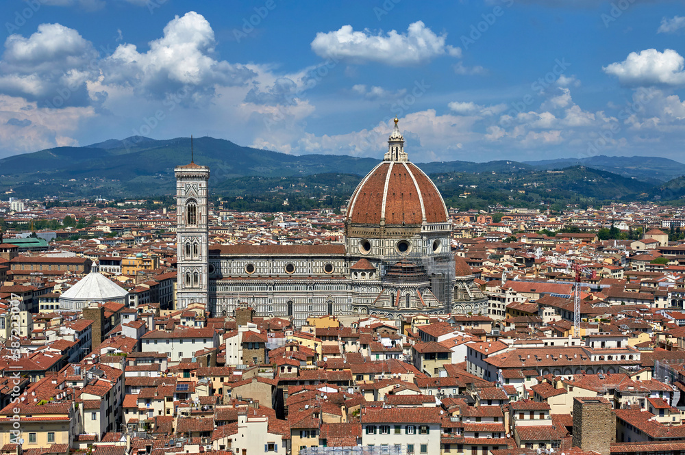 Aerial view on the historical center of Florence, Italy