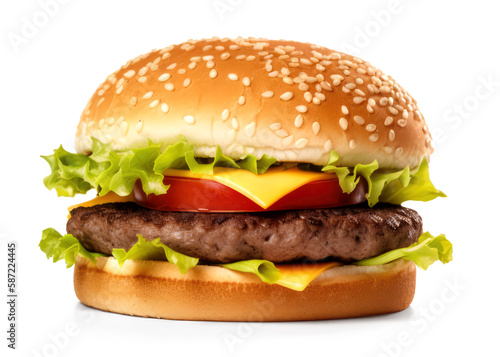 Delicious Looking Burger on a Transparent Background - Generative AI