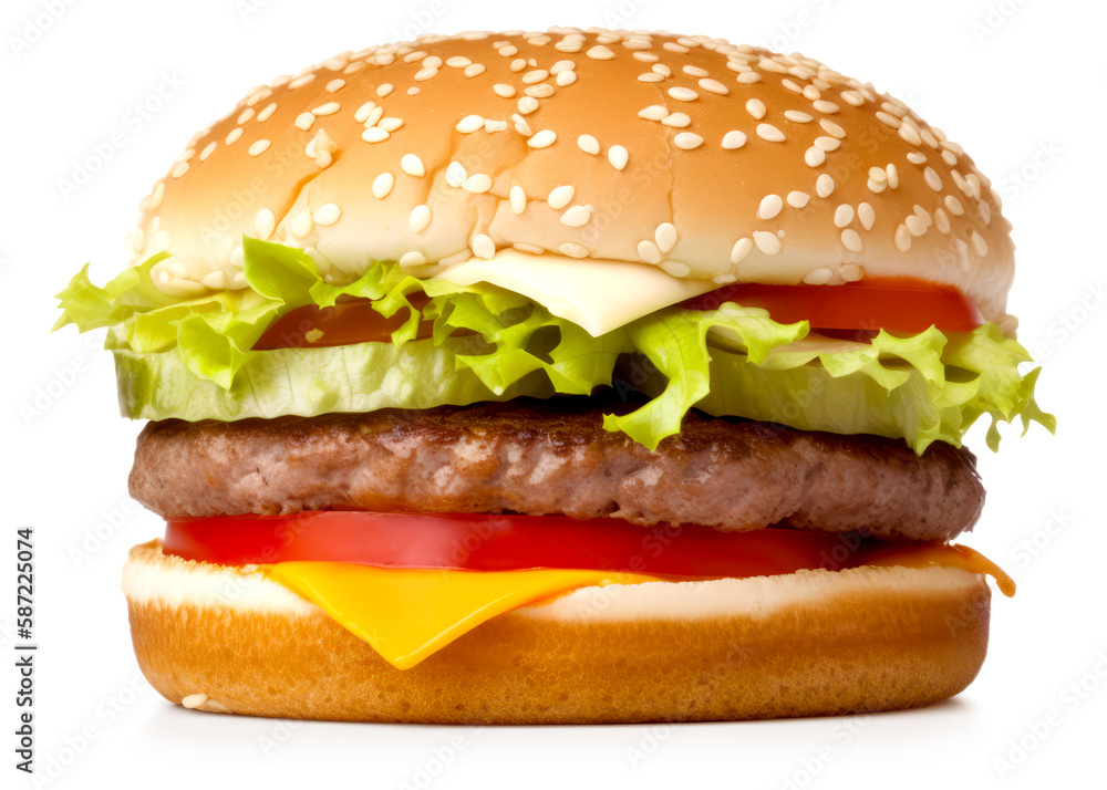 Delicious Looking Burger on a Transparent Background - Generative AI Delicious Looking Burger on a Transparent Background - Generative AI