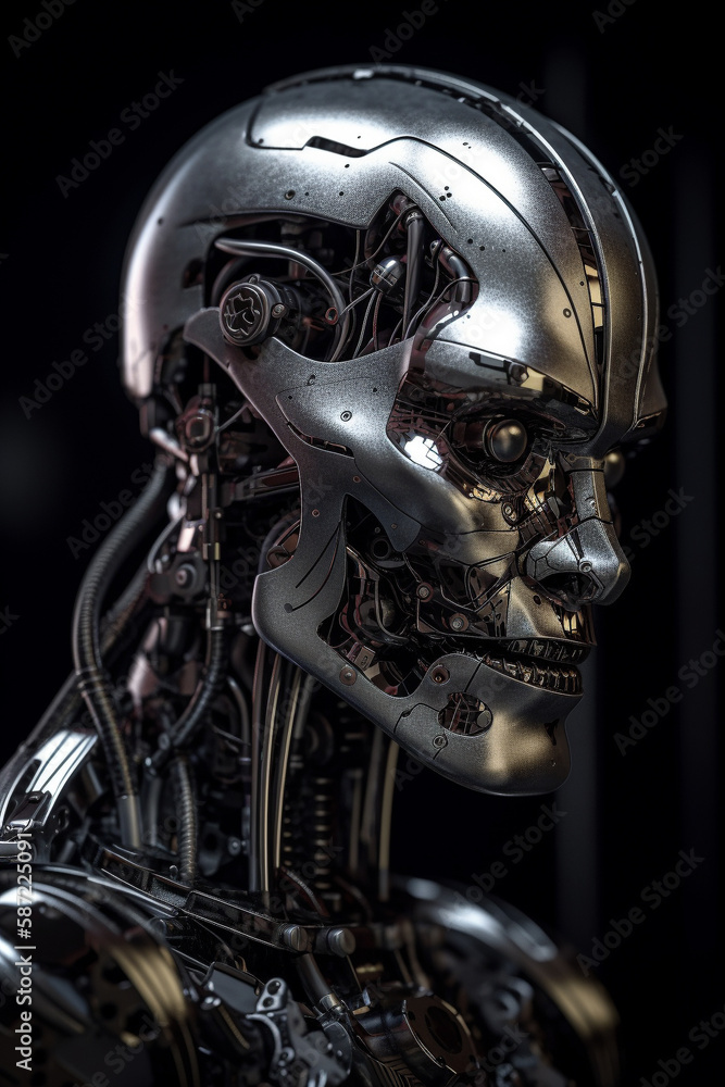 Fototapeta premium Beautiful android conceptual illustration. Close up portrait. Generative AI