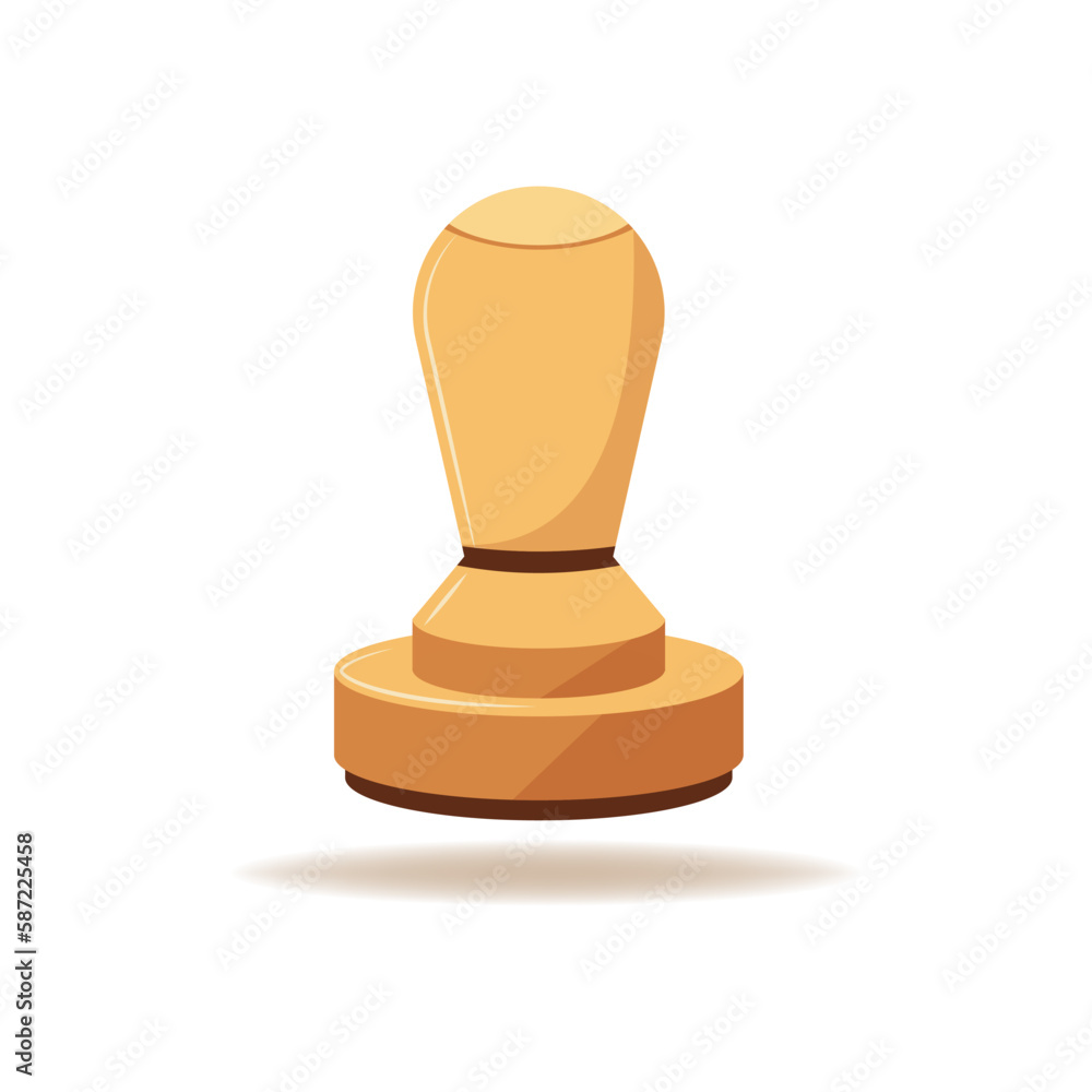 Round rubber stamp with handle vector isolated illustration