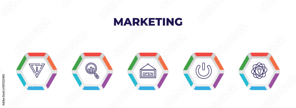 editable outline icons with infographic template. infographic for marketing concept. included yield, analyze, open, off, potential icons. editable outline icons with infographic template. infographic for marketing concept. included yield, analyze, open, off, potential icons.