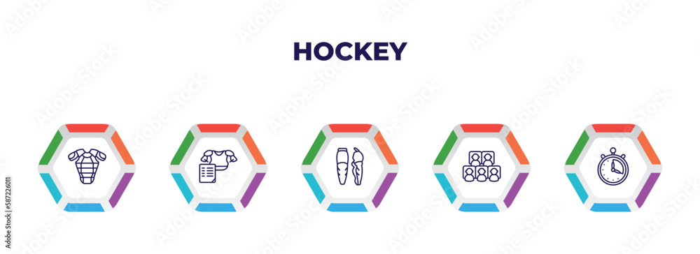 editable outline icons with infographic template. infographic for hockey concept. included armour, commerce, shin, visitors, timer icons. editable outline icons with infographic template. infographic for hockey concept. included armour, commerce, shin, visitors, timer icons.
