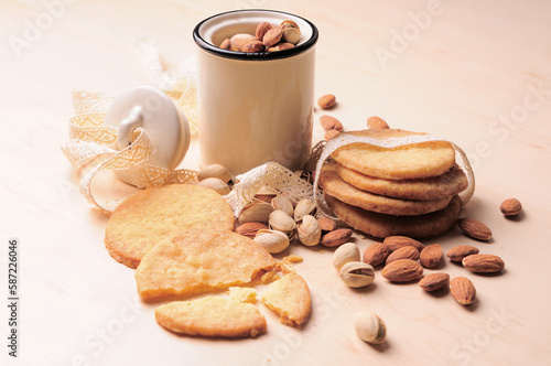 cookies, nuts on the table