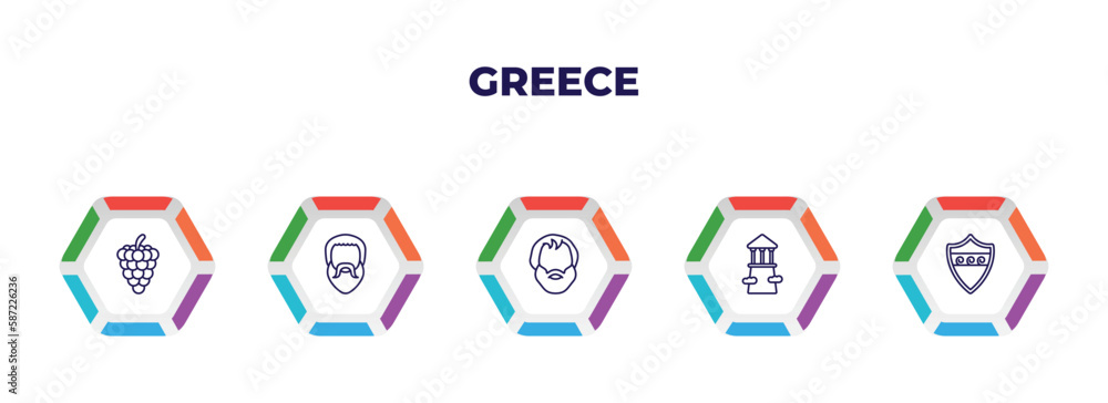 editable outline icons with infographic template. infographic for greece concept. included grapes bunch, plato, aristotle, olympus, aspis icons. editable outline icons with infographic template. infographic for greece concept. included grapes bunch, plato, aristotle, olympus, aspis icons.