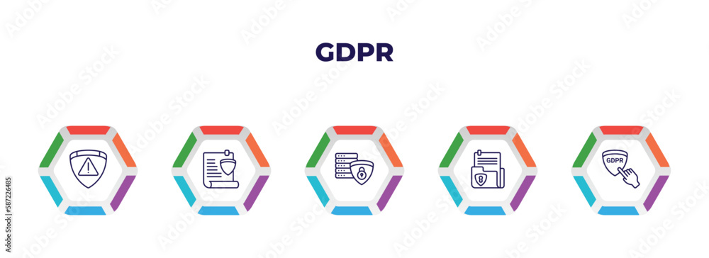 editable outline icons with infographic template. infographic for gdpr concept. included attention, plain, data processing, document, finger icons. editable outline icons with infographic template. infographic for gdpr concept. included attention, plain, data processing, document, finger icons.
