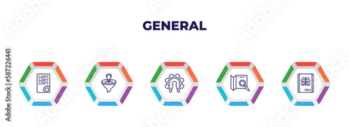 editable outline icons with infographic template. infographic for general concept. included smart contract, lead conversion, open source, map search, x-ray icons.