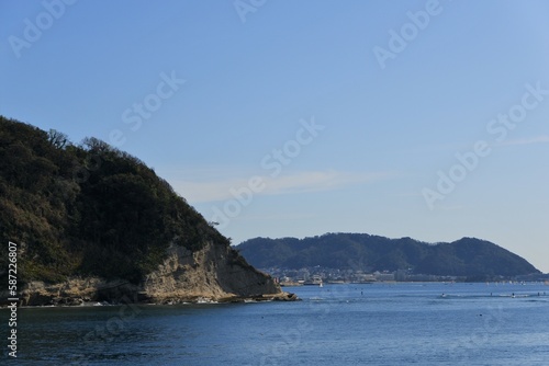葉山、神奈川、日本、海、景色、ヤシの木、やし、自然、富士山、神社、道、海岸線、ヨット、空、岩、ビーチ、