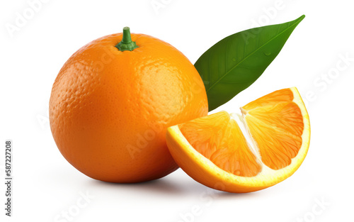 Oranges fruit with Leaves on a Transparent Background - Generative AI