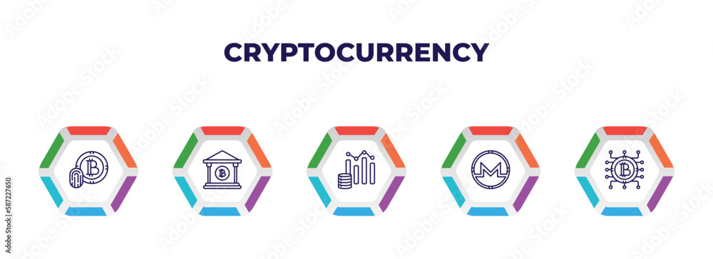 editable outline icons with infographic template. infographic for cryptocurrency concept. included , banking, budget diagram, circuit