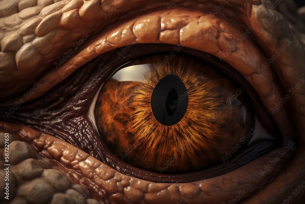 Naklejka premium Dinosaur Eye - Close-Up View of a Reptile's Eye