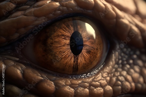 Dinosaur Eye - Close-Up View of a Reptile's Eye