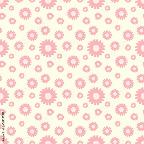 Daisy flower seamless on editable background illustration. Pretty floral pattern for print. Flat design vector. Spring flower seamless ddesigns.