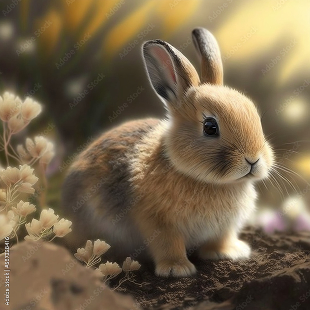 Fototapeta premium rabbit on green nature