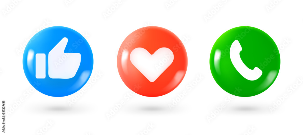 Different social media 3d vector icons. Emoji isolated on white background with shadow Different social media 3d vector icons. Emoji isolated on white background with shadow