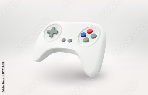 White gamepad isolated on transparent background. 3d vector clipart 