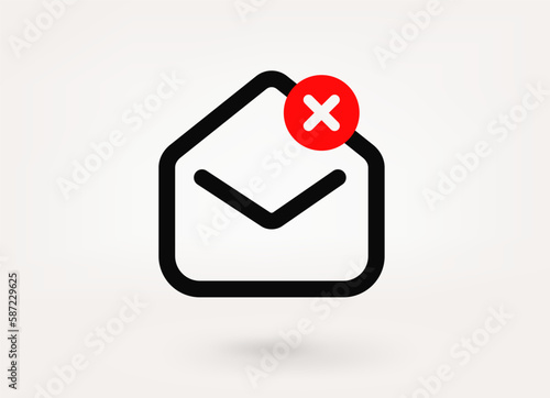 Mail pictogram with ban mark. 3d vector icon