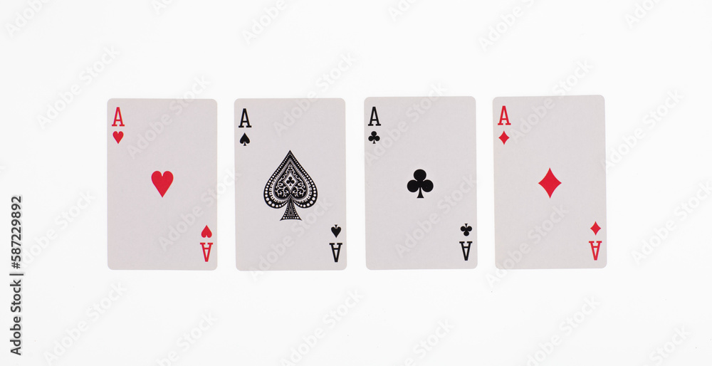four card aces isolated on white background four card aces isolated on white background