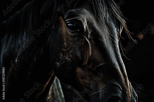image of a horse up close. Generative AI © AkuAku