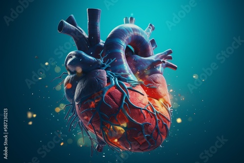 Heart attack 3d. Generate Ai photo