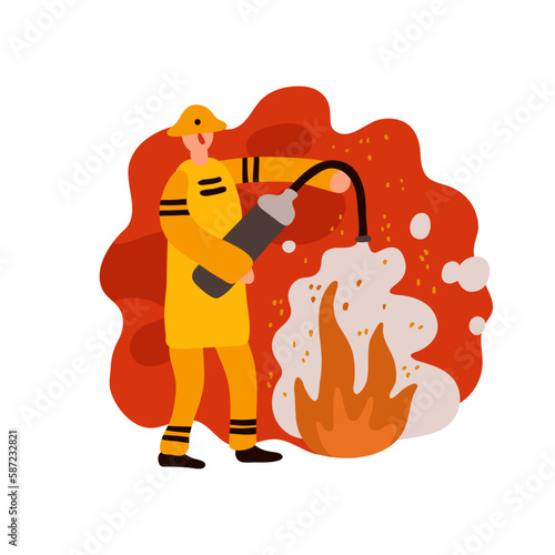 Firefighter Flat Composition