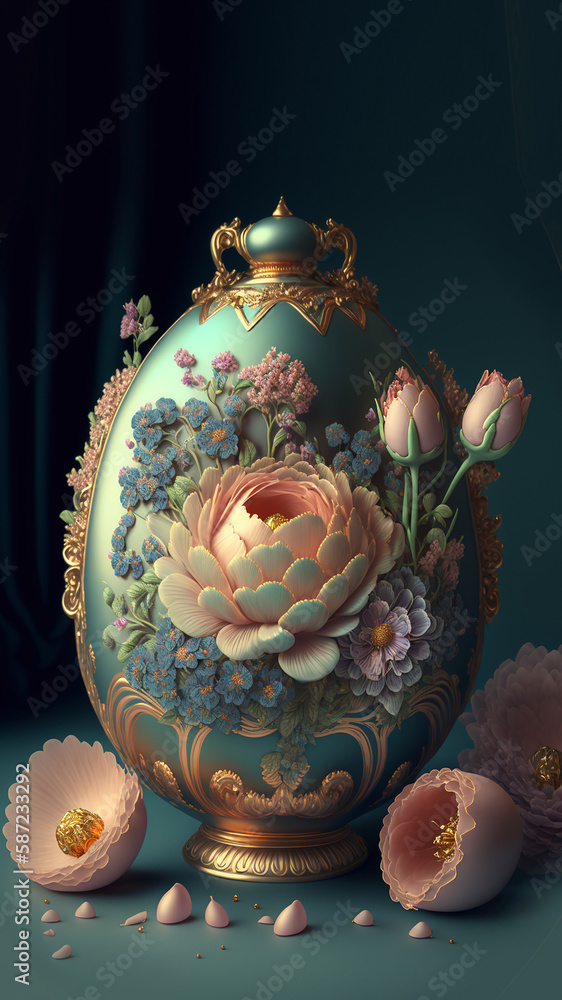 vase or pot with light pink flowers in pastel pink and purple decoration tone generative ai