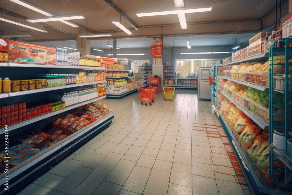 3d render of supermarket interior