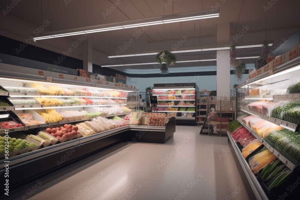 Fototapeta premium 3d render of supermarket interior