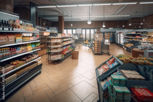 3d render of supermarket interior