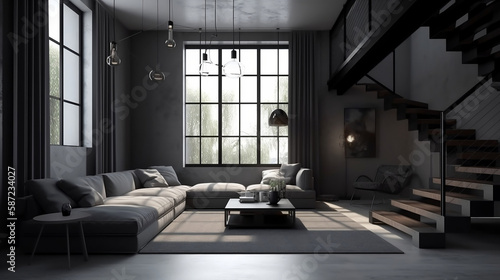 Stair designs, interior design, concepts and ideas. house designs. Living room designs. Generative AI. © Aiakos