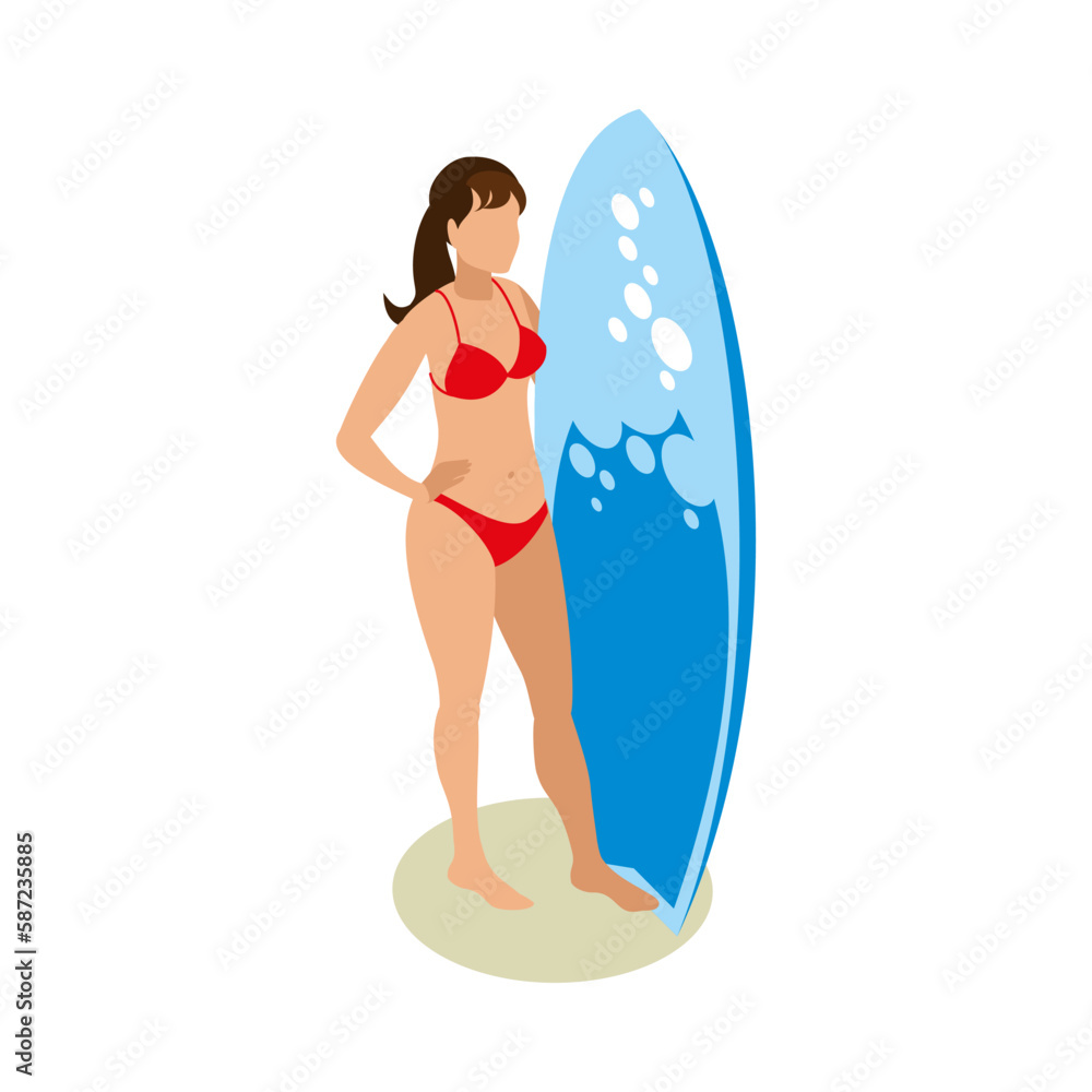 Woman Surfing Icon