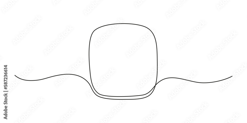 Square frame continuous one line drawing. Border freehand single line hand drawn style for quote, opinion, notion. Square decoration. Vector illustration