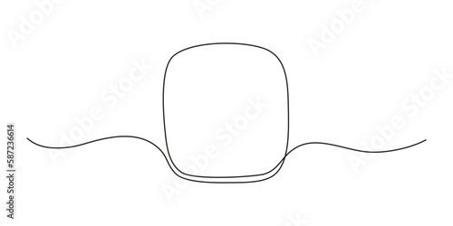 Square frame continuous one line drawing. Border freehand single line hand drawn style for quote, opinion, notion. Square decoration. Vector illustration