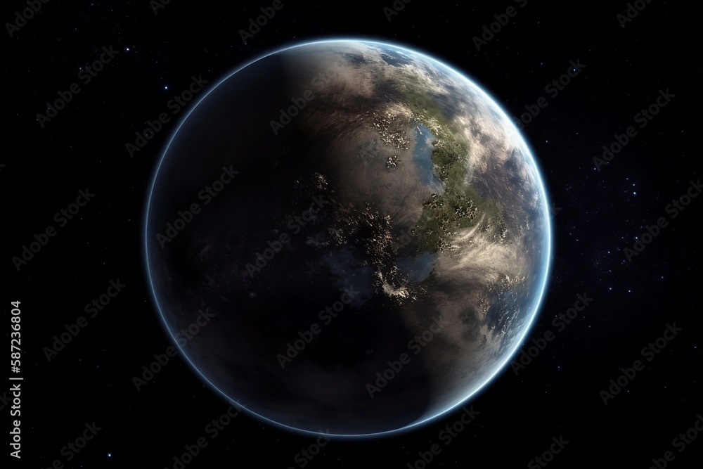 Naklejka premium View of a planet from space 