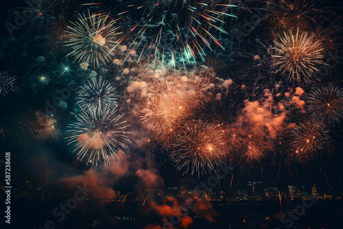 colorful fireworks. Generative AI 