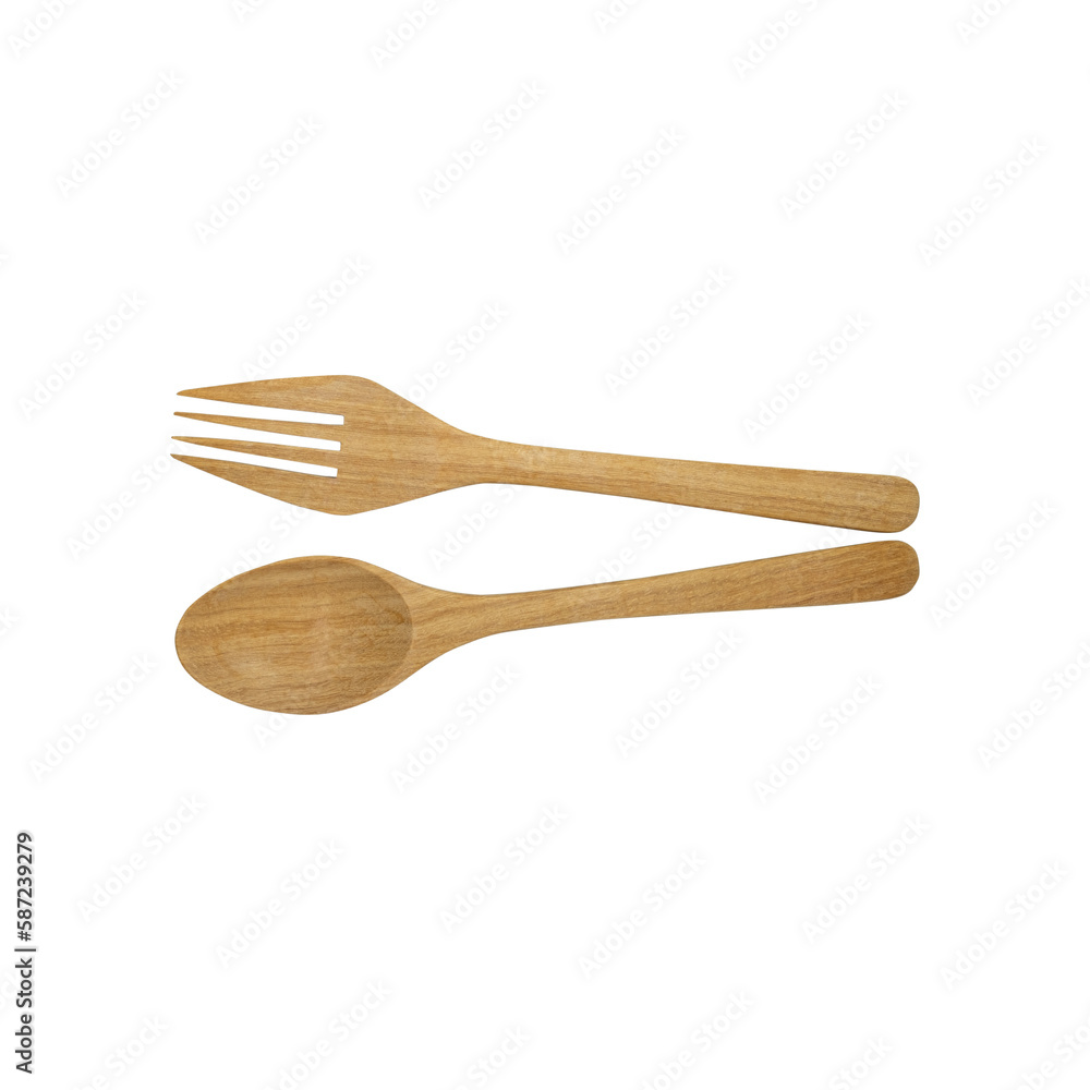 wood cutlery top corner set isolated on transparent background wood cutlery top corner set isolated on transparent background