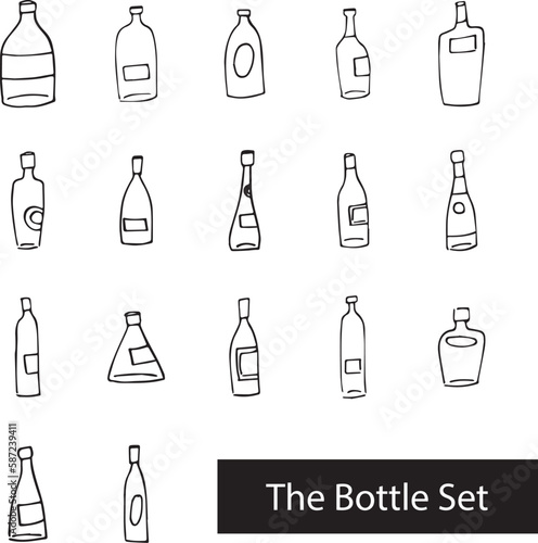 The big set alcohol bottle glass illustration