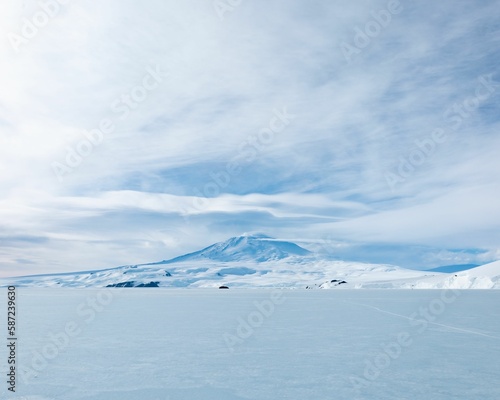 Beautiful shot of Mount Erebus in Antarctica