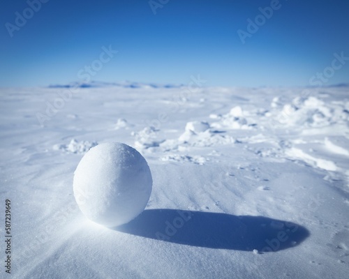 Beautiful shot of a perfect snowball on Ross Island in Antarctica